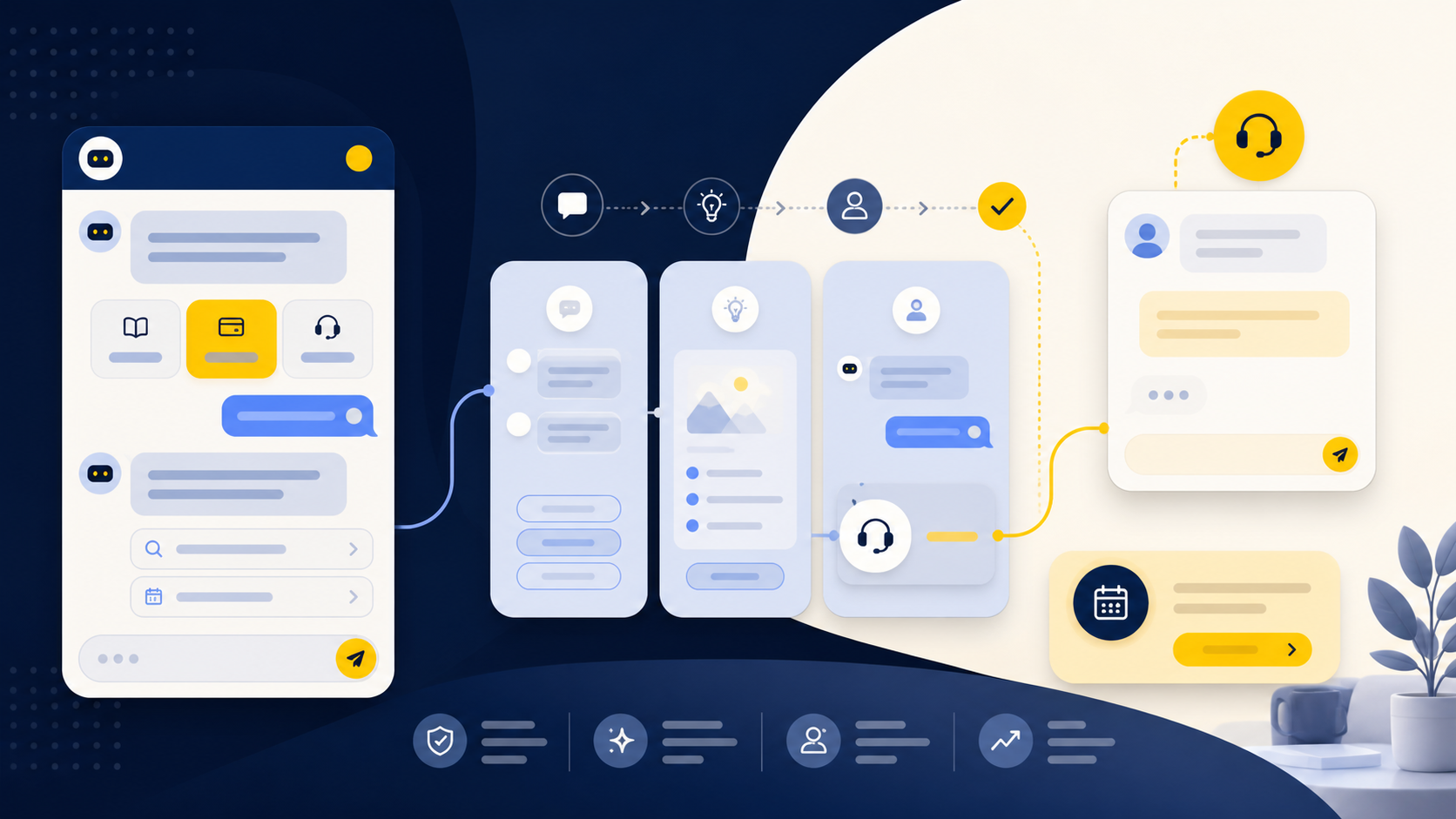 HeyNaj Flow website assistant illustration for Beyond Basic: How HeyNaj's Conversational UX Improvement Boosts Chatbot Effectiveness