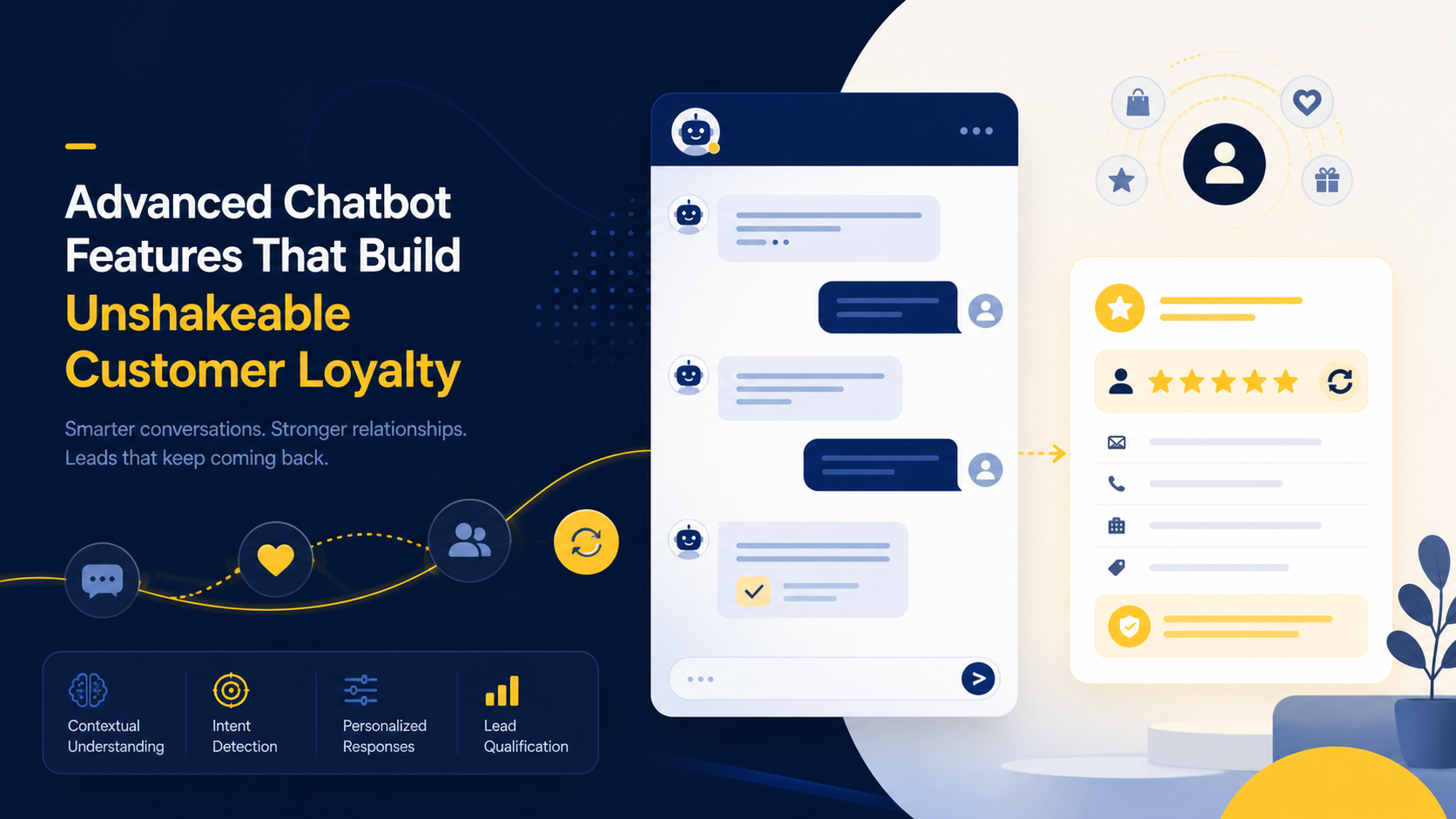 HeyNaj Flow website assistant illustration for How Advanced Chatbot Features Build Unshakeable Customer Loyalty